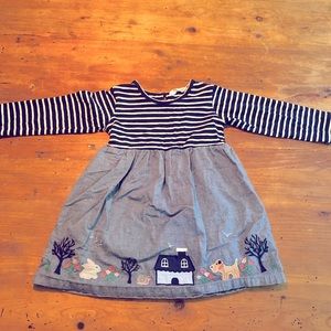 Embroidered Chambray Dress